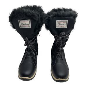 Skechers  women’s Synergy Real Estate Snow Boots sz 9 black quilted waterproof